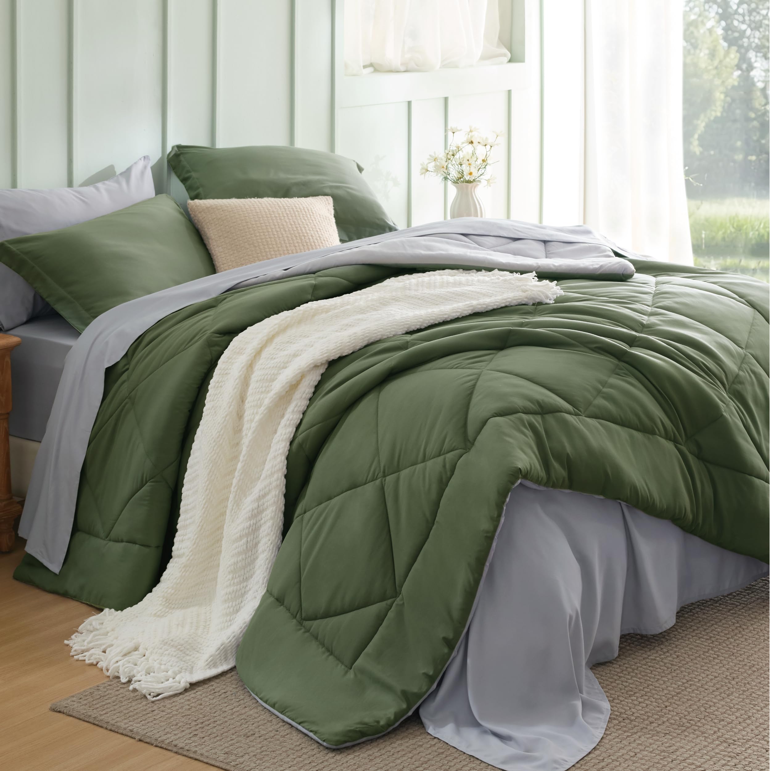Bedsure Comforter Set - Reversible Comforters Bed Set, Bed in a Bag with Comforter, Sheets, Pillowcases & Shams