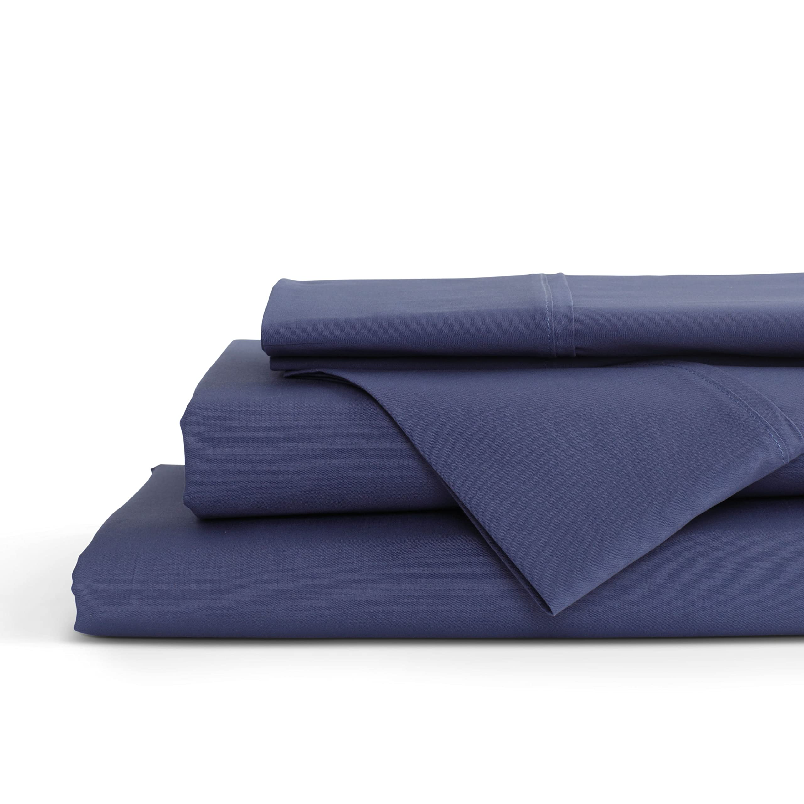 Linen Home 100% Cotton Percale Sheet Set - Deep Pocket Fitted Sheet Fits Mattress Upto 15", Pillowcases, Breathable Flat Sheet