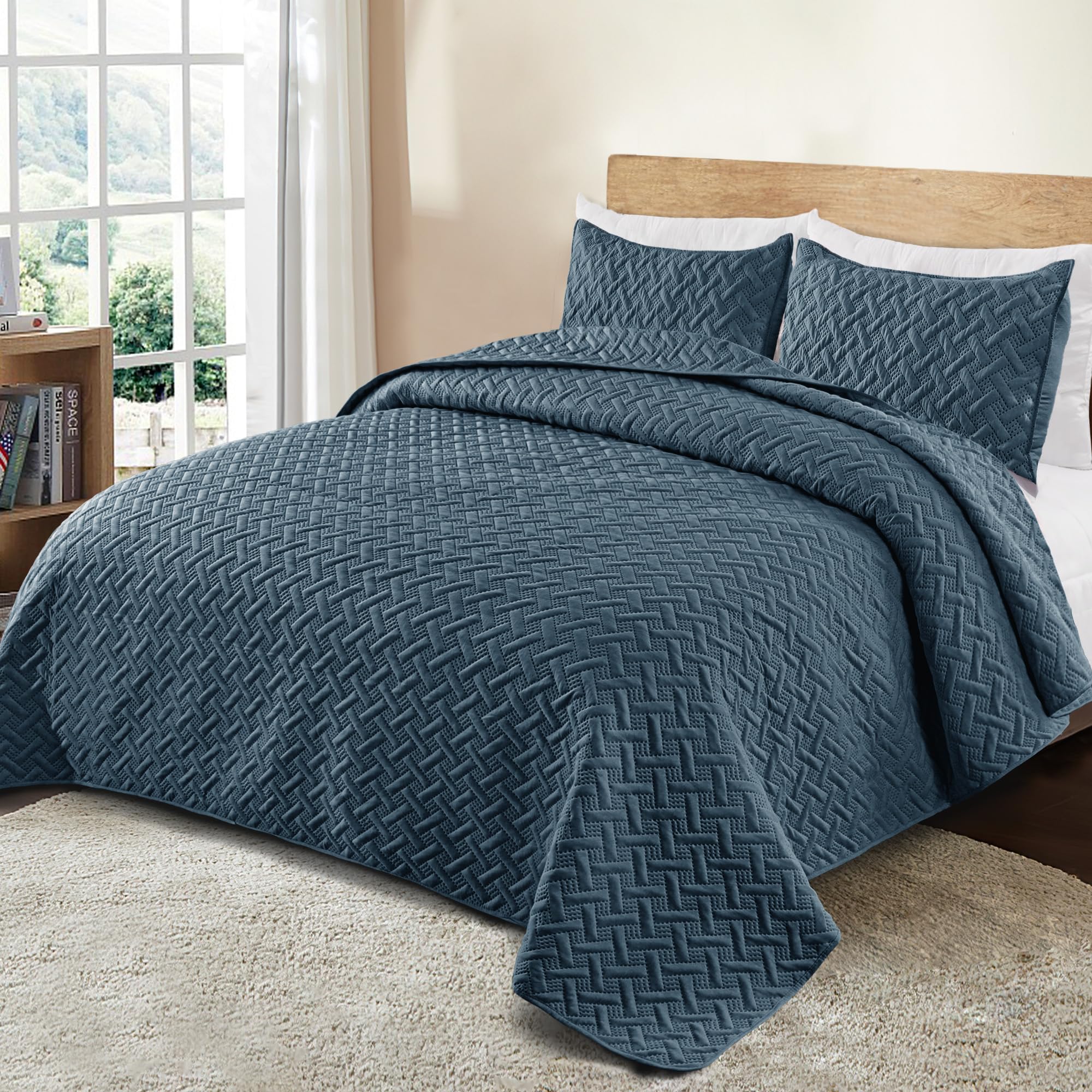 Exclusivo Mezcla Soft Quilt Set, Lightweight Quilts Bedspreads Coverlets Bedding Set for All Seasons