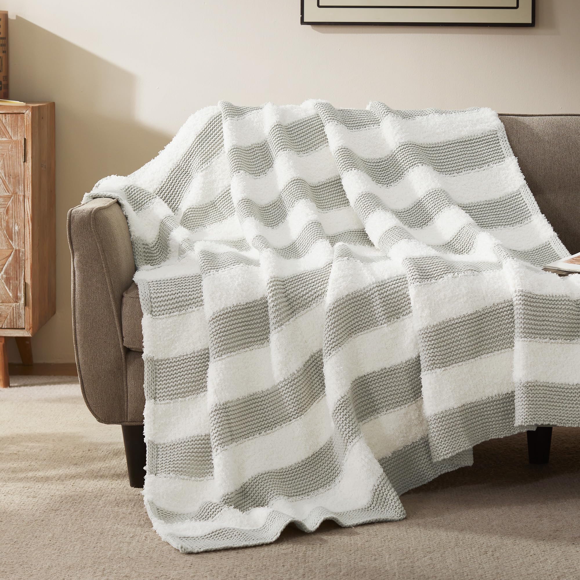 SLEEP ZONE Chenille Throw Blanket for Couch and Bed
