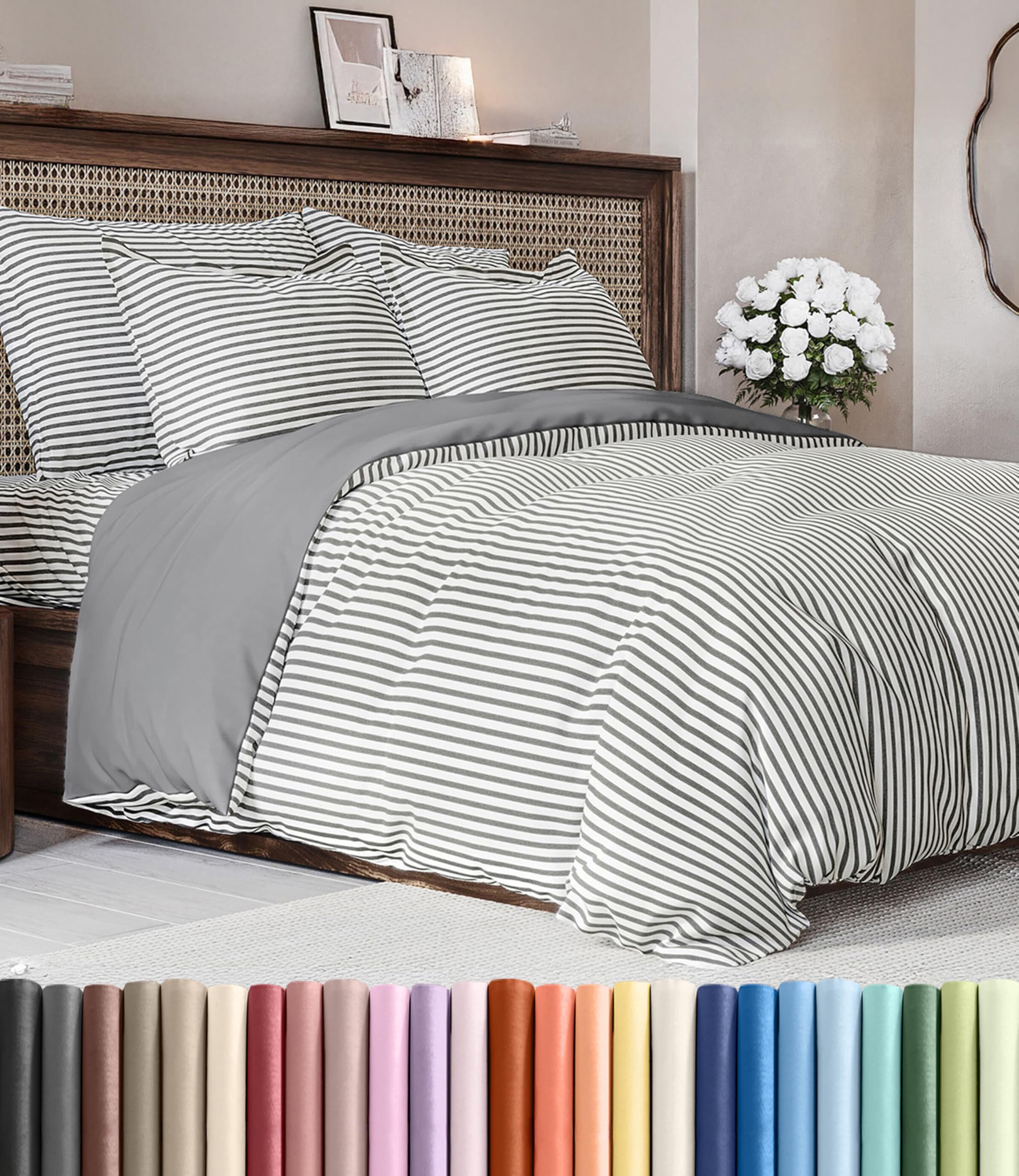 CGK Unlimited Duvet Cover - Extra Soft Duvet Cover with Pillow Shams for Women, Men, Kids & Teens - Comfy, Breathable, Hotel Luxury w/Zipper Closures & Ties