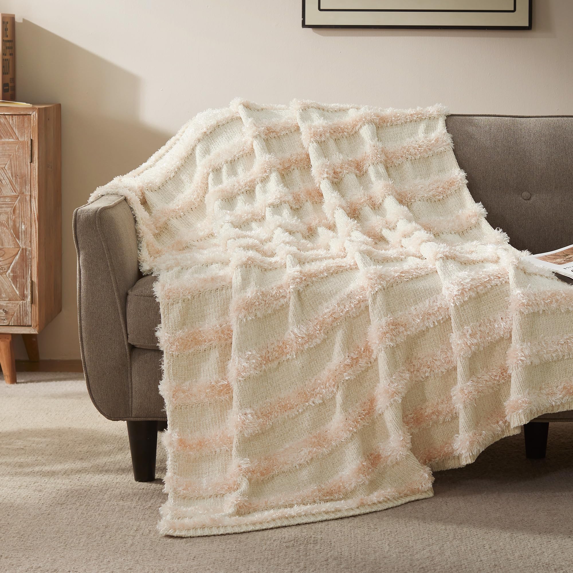 SLEEP ZONE Chenille Throw Blanket for Couch and Bed