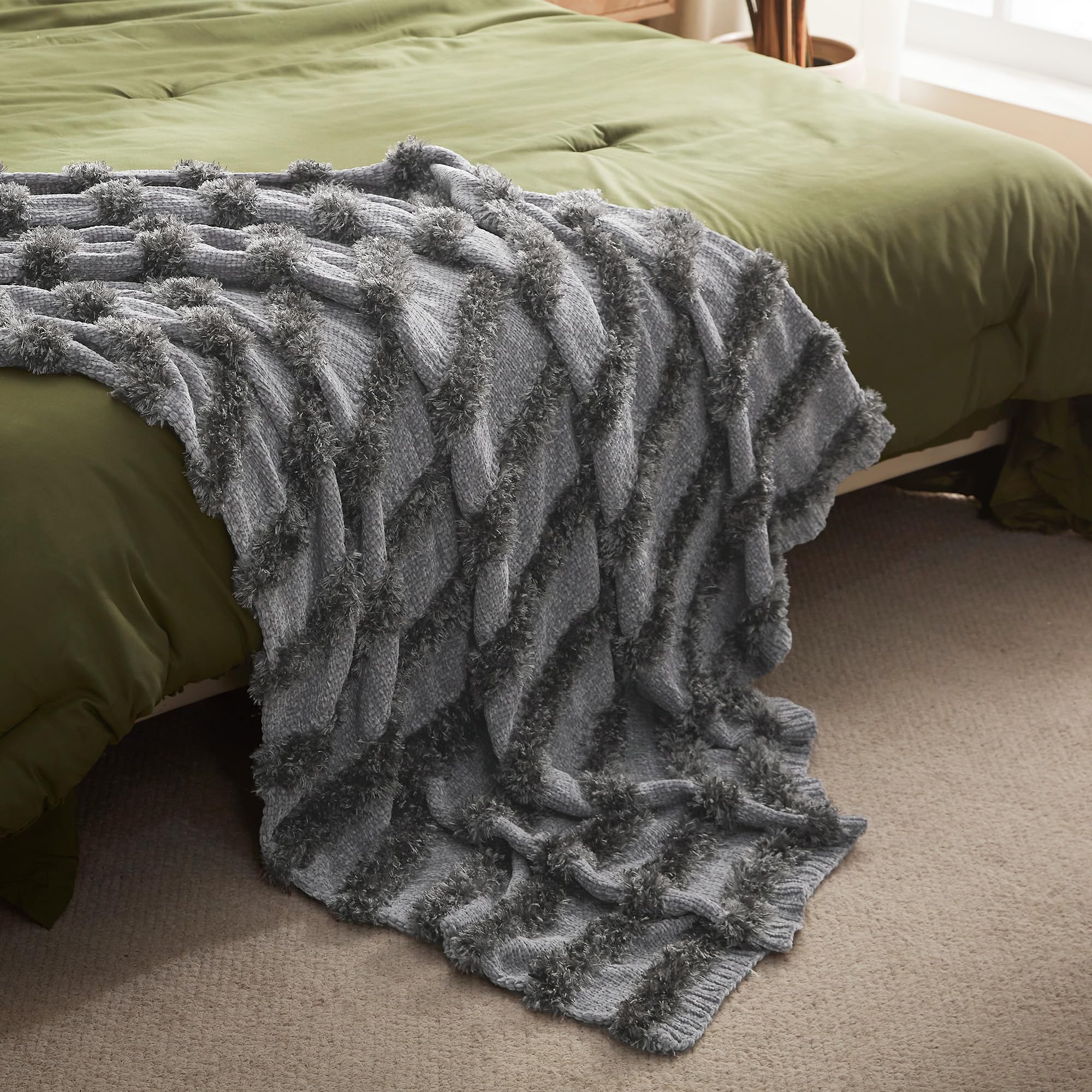 SLEEP ZONE Chenille Throw Blanket for Couch and Bed