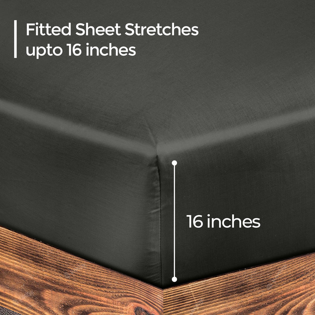 ROYALE LINENS 300 Thread Count 100% Long Staple Combed Cotton Fitted Sheet - Super Soft Deep Pocket Bottom Sheet - Fitted Sheet - Fitted Sheet Only - Elastic Sheet