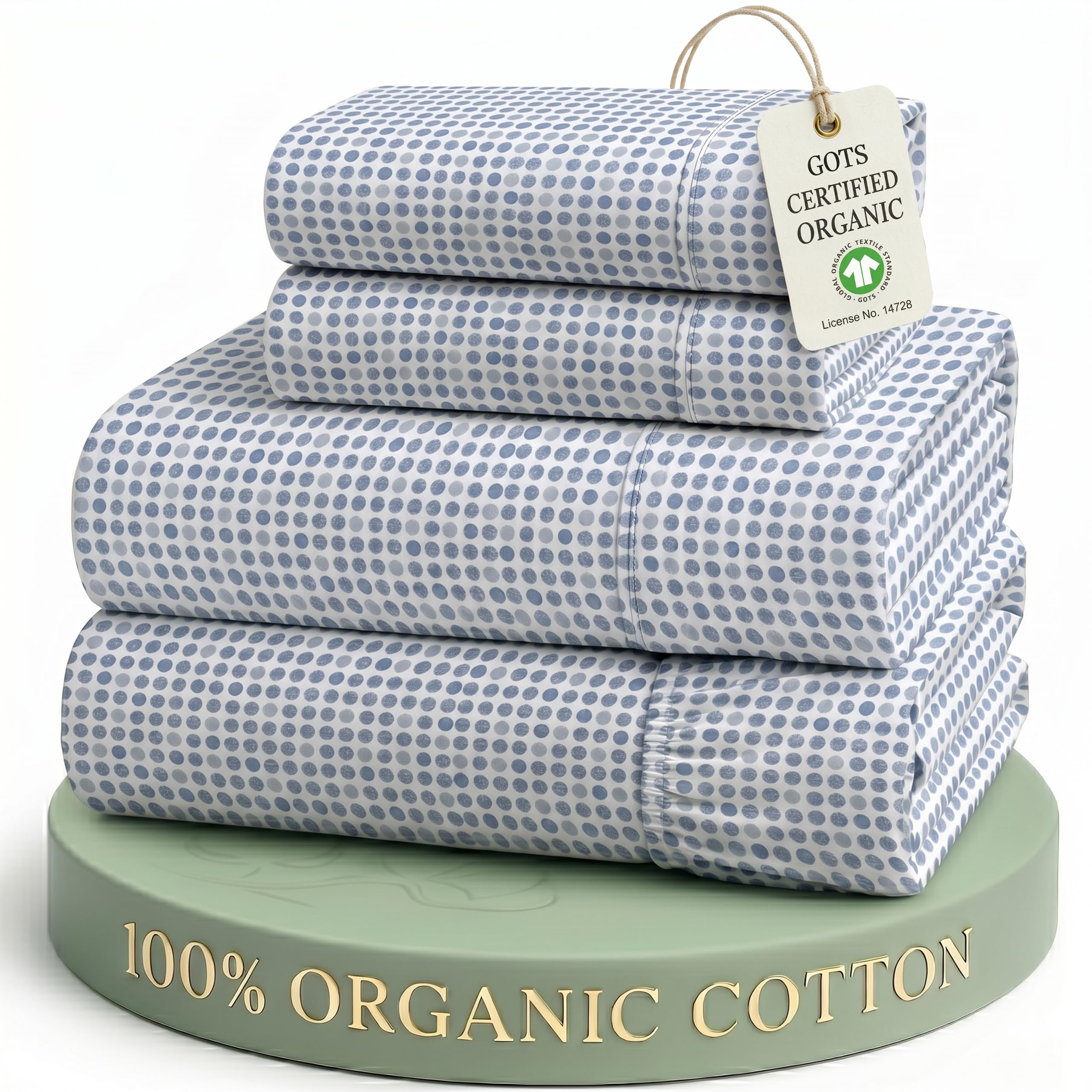 Lane Linen 100% Organic Cotton Sheet Set, Soft Cooling Bed Sheets, Hotel Quality Bed Sheet Set, Breatheble Sheet Set Deep Pocket Upto 15"