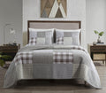 Chezmoi Collection Washed Patchwork Cotton Quilt Set - Soft Lightweight Breathable Reversible Quilted Bedspread for All Seasons