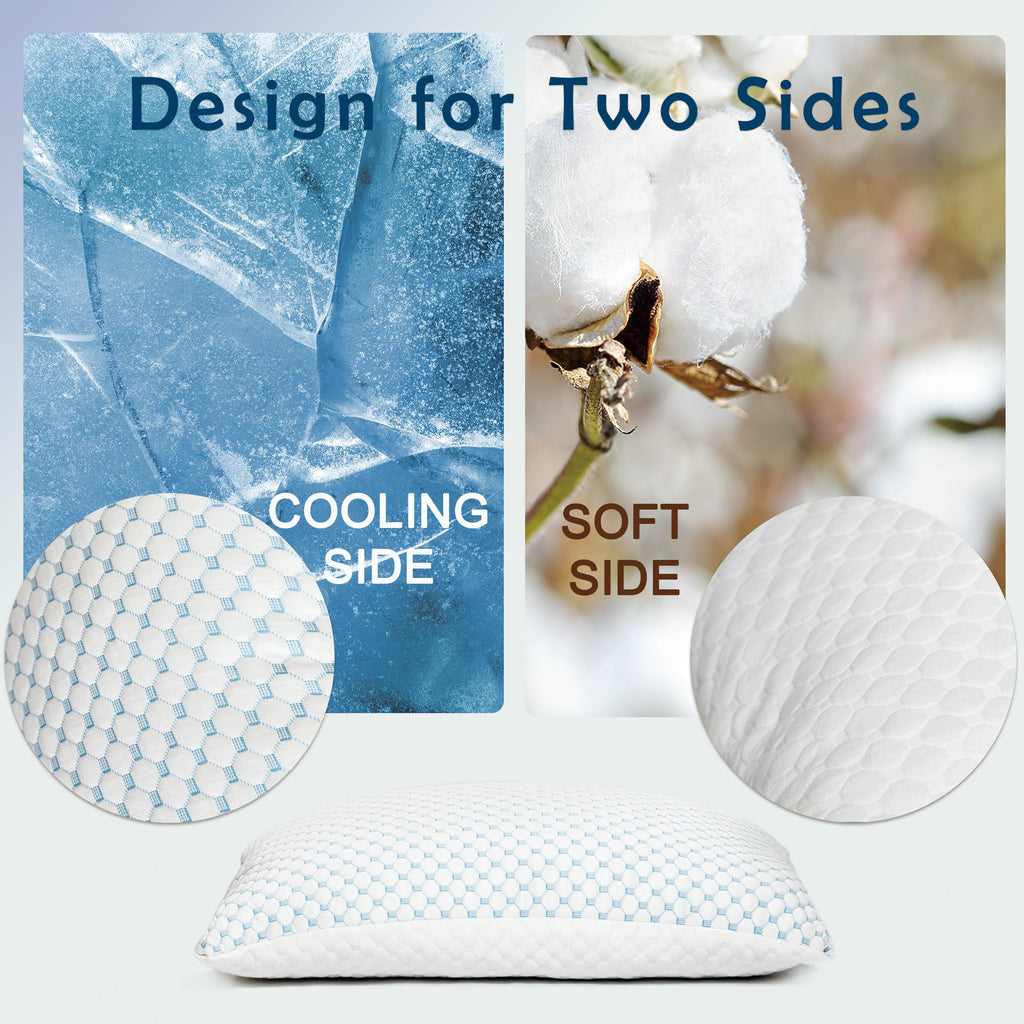 JMZANSI Premium Adjustable Shredded Memory Foam Pillow - Suitable for Side, Back, and Stomach Sleepers, with Cooling Fiber Machine Washable Cover