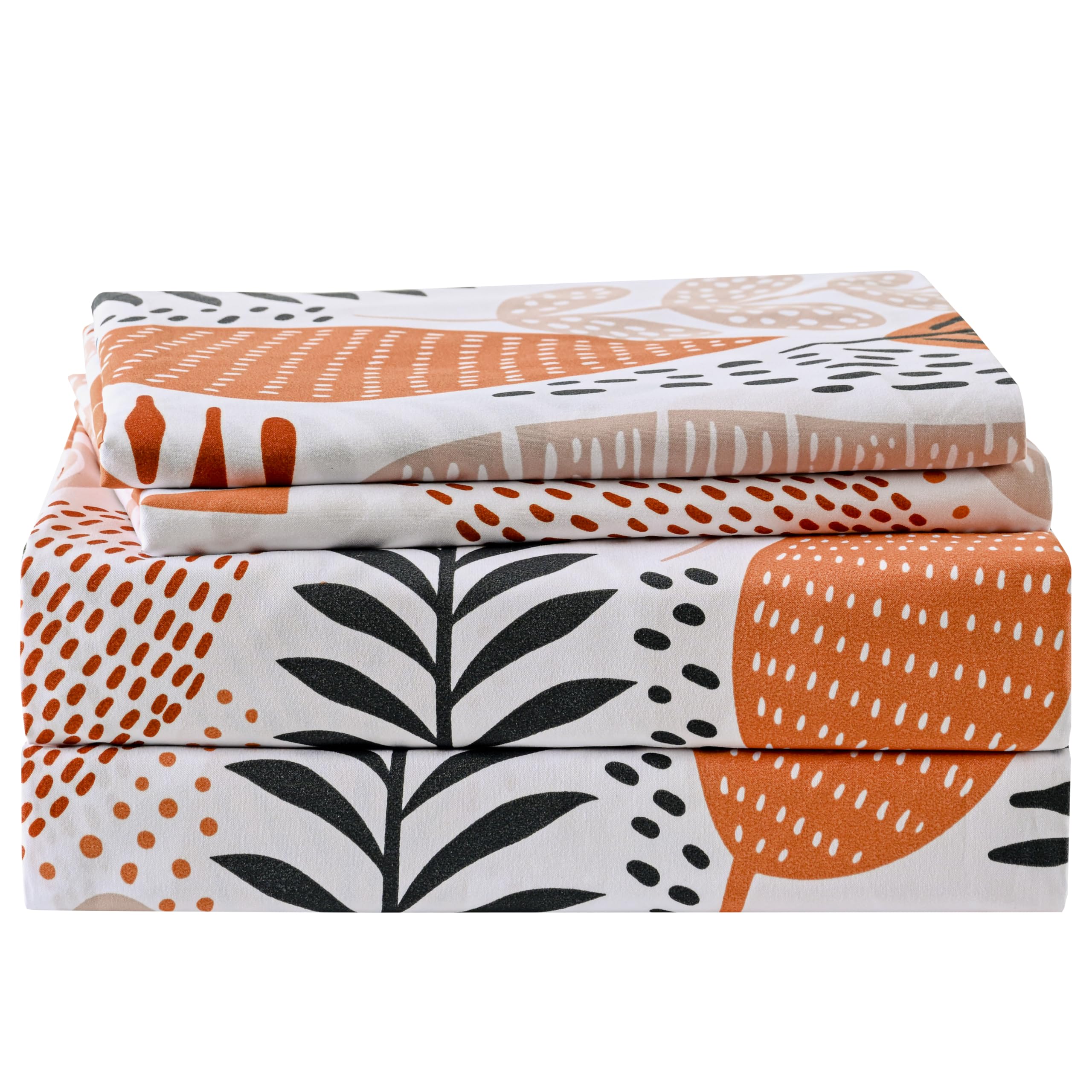 Yibeizi Floral Printed Sheet Set, Boho Pattern Bed Sheets Cooling Bedding Sheets & Pillowcases Soft Microfiber 15" Extra Deep Pocket Fitted Bedsheet 4 Piece