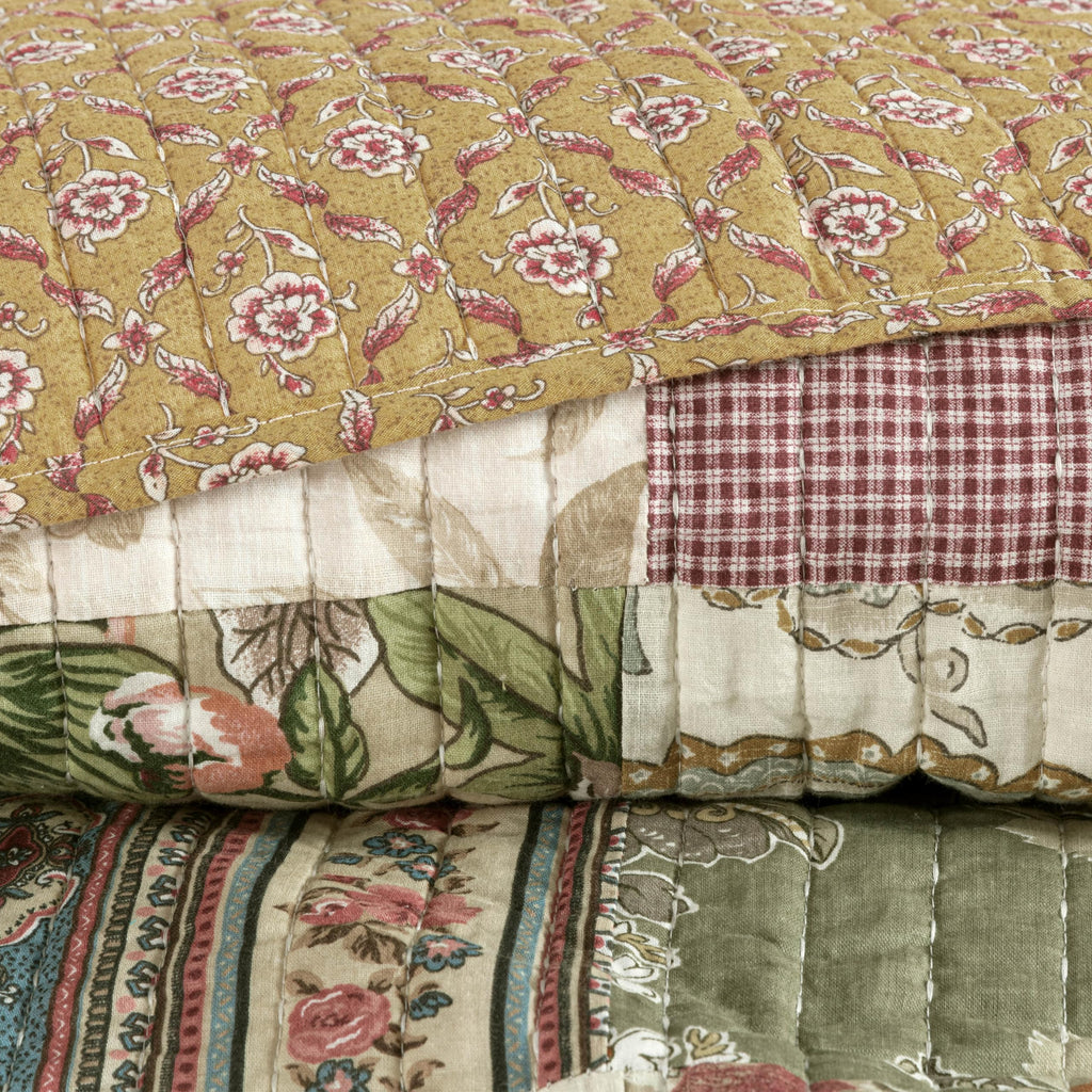Chezmoi Collection Washed Patchwork Cotton Quilt Set - Soft Lightweight Breathable Reversible Quilted Bedspread for All Seasons