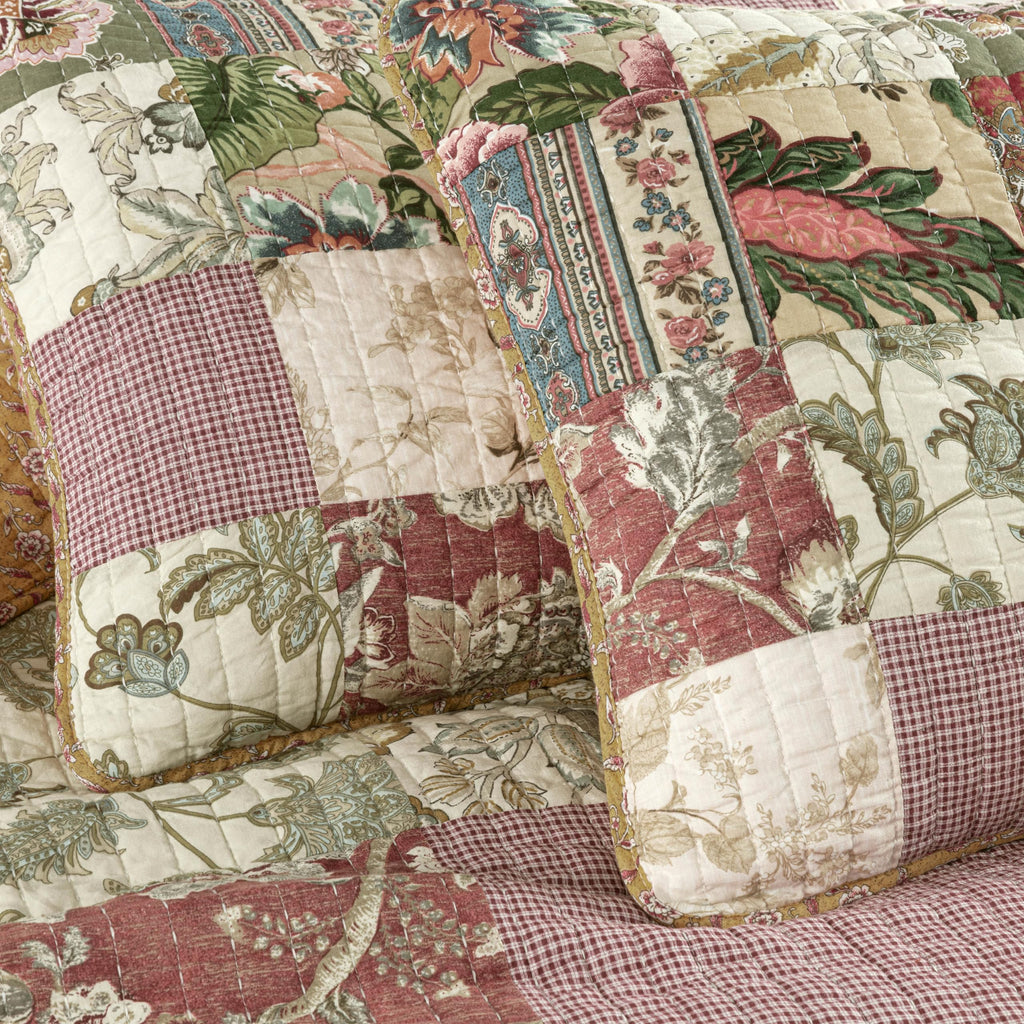 Chezmoi Collection Washed Patchwork Cotton Quilt Set - Soft Lightweight Breathable Reversible Quilted Bedspread for All Seasons